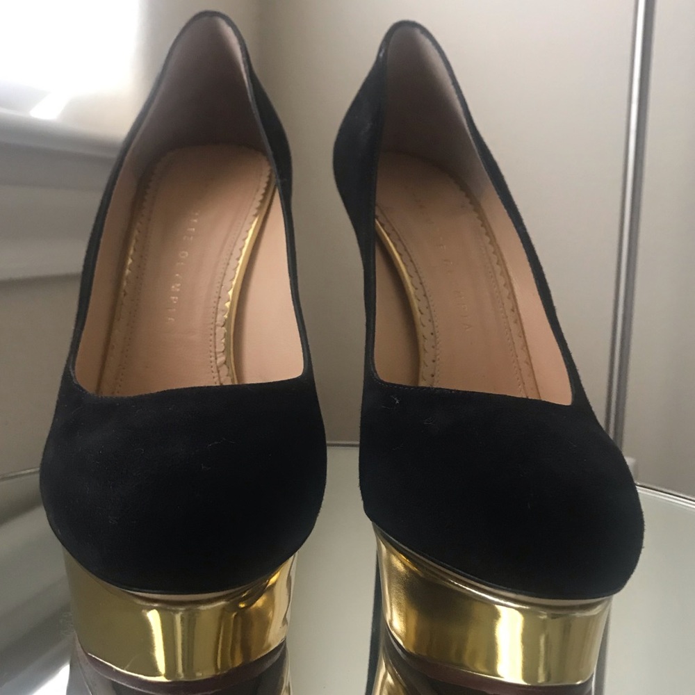 Charlotte Olympia Black Suede Platform